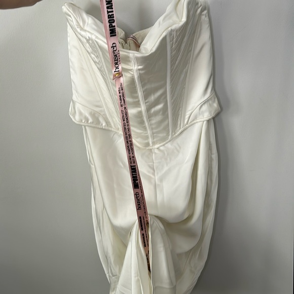 NWT HOUSE OF CB Strapless Ivory Satin Corset Dress - Picture 9 of 10
